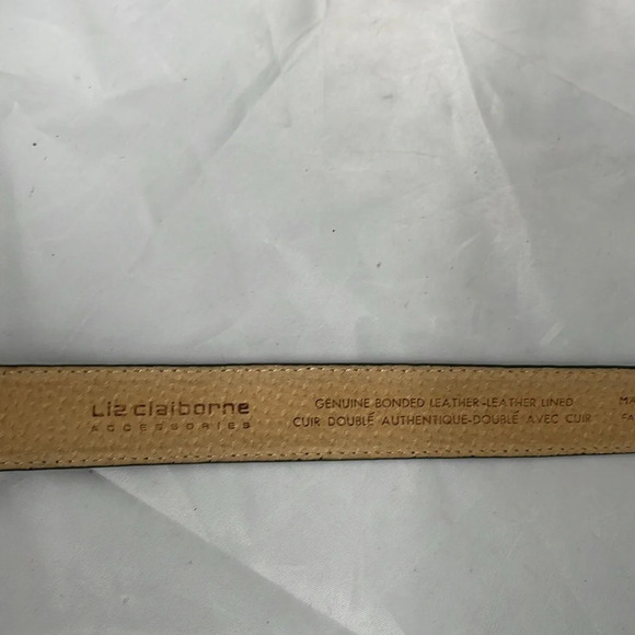 VINTAGE 90’s Liz Claiborne Fern Green Genuine Leather Belt Rubbed Gold Buckle M - Picture 7 of 11